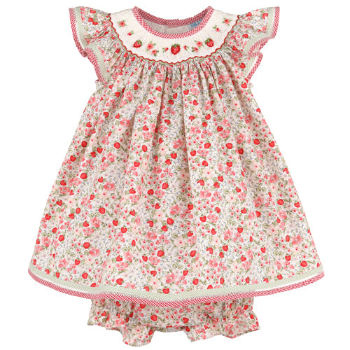 Luli & Me Strawberries Smocked Dress & Bloomers