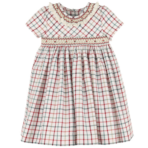 Luli & Me Red and Green Smocked Dress