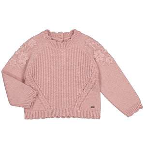 Mayoral Petal Pink Sweater with Flowers