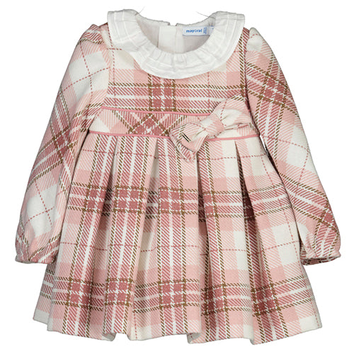 Mayoral Blush Pink & Ivory Plaid Dress