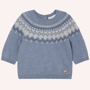 Mayoral Blue Grey Jacquard Sweater