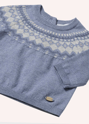 Mayoral Blue Grey Jacquard Sweater