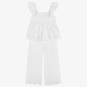 Mayoral White Cotton Pant Set