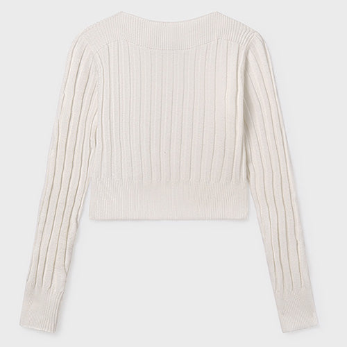 Mayoral Winter White Ribbed Sweater