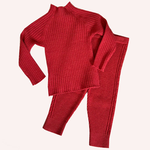 Mayoral Red Rib Sweater Top and Pants