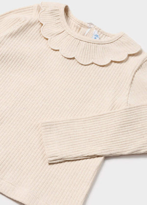 Mayoral Ivory Ribbed Knit Shirt