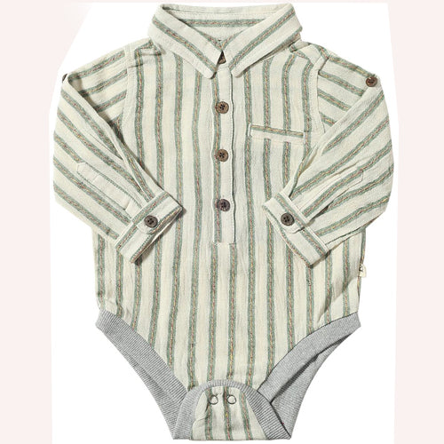 Me & Henry Jasper Green Stripe Onesie Shirt