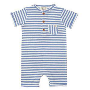 Me & Henry Blue & White Stripe Henley Romper