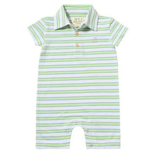 Me & Henry Lt Green, Blue and White Stripe Romper