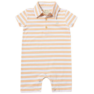 Me & Henry Tangerine & White Stripe Polo Romper