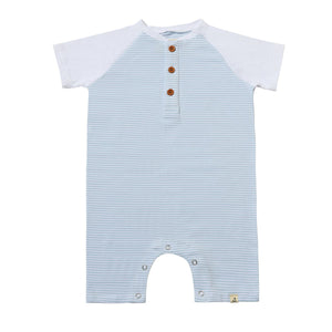 Me & Henry Blue and White Raglan Romper