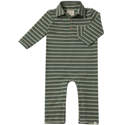Me & Henry Hunter Green Stripe Romper