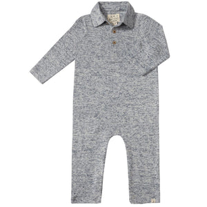 Me & Henry Heathered Navy Polo Romper