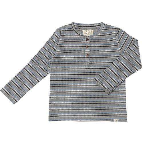 Me & Henry Grey, Ivory, and Blue Ribbed Henley