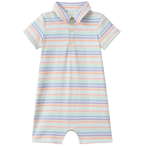 Me & Henry Peach & Blue Stripe Romper - Arriving 2/18/2026