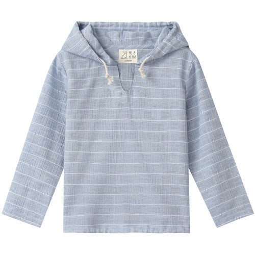 Me & Henry St. Ives Chambray Blue Plaid Hooded Top - arriving 2-18-2026