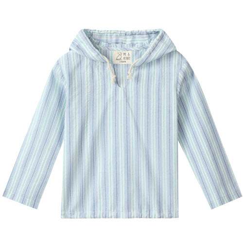 Me & Henry St. Ives Chambray Blue & White Stripe Hooded Top - arriving 2-18-2026