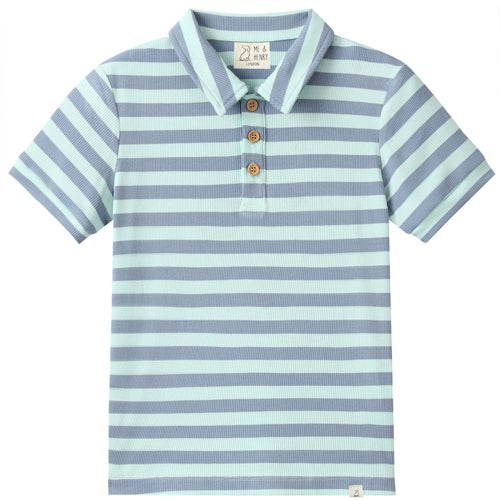 Me & Henry Pale Chambray and Blue Stripe Polo Shirt - arriving 2-18-2026