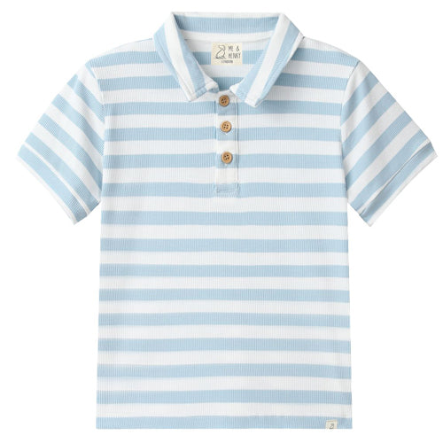 Me & Henry Pale Chambray and White Stripe Polo Shirt - arriving 2-18-2026