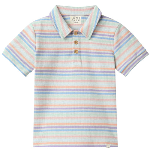Me & Henry Peach Stripe Polo Shirt - arriving 2-18-2026