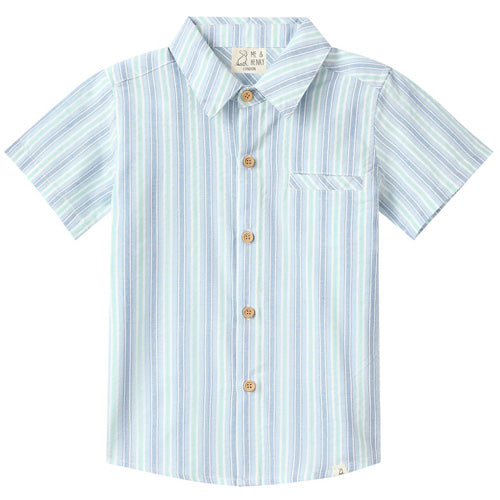 Me & Henry Newport Chambray Blue & Mint Stripe Shirt - arriving 2-18-2026
