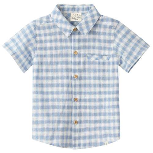 Me & Henry Blue and White Plaid Shirt - arriving 2-18-2026