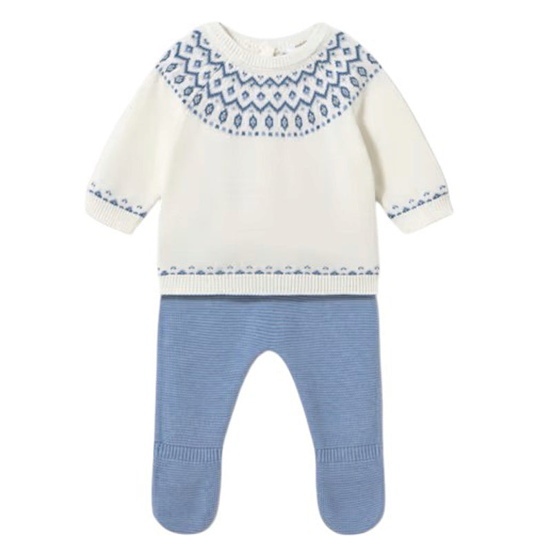 Mayoral - Cerulean Blue Faire Isle Sweater Set