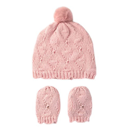Mayoral - Rose Pink Knit Hat & Mittens Set