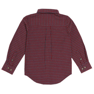 Pedal Red, Navy Blue and White Plaid Shirt