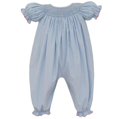 Petit Bebe Blue Corduroy Smocked Longall