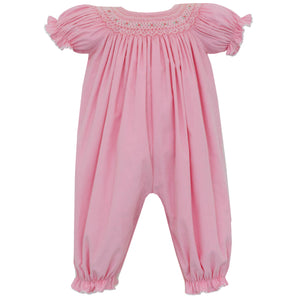 Petit Bebe Pink Corduroy Smocked Longall