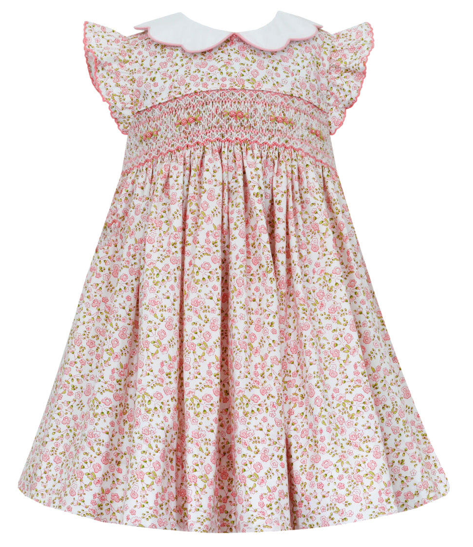 Petit Bebe Rosalie Pink Floral Smocked Dress