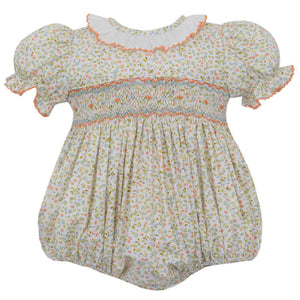 Petit Bebe Green & Orange Floral Bubble