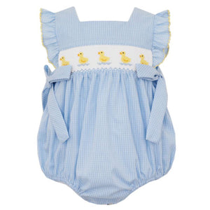 Petit Bebe Blue Check Ducks Bubble