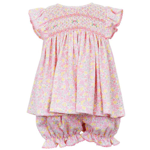 Baby Girls Arabella Bloom Smocked Dress in Pink Floral