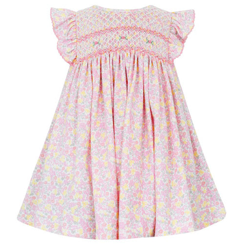 Petit Bebe Pink Floral Knit Smocked Dress