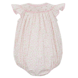 Petit Bebe "Lily" Pink Floral Smocked Bubble