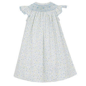 Petit Bebe "Amelia" Blue Floral Smocked Dress
