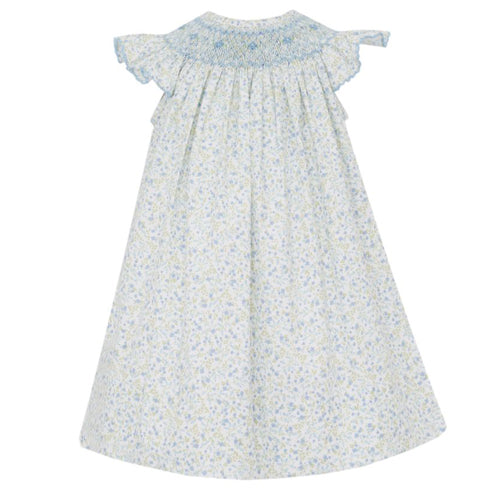 Petit Bebe "Amelia" Blue Floral Smocked Dress