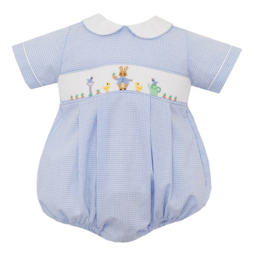 Petit Bebe Blue Gingham Peter Rabbit Romper