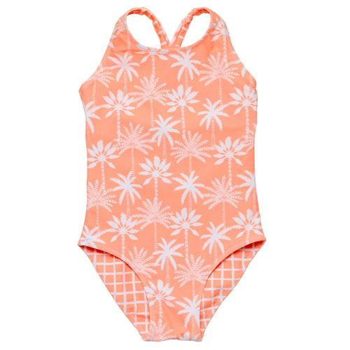 Snapper Rock Cali Palms Orange X  Back Swimsuit