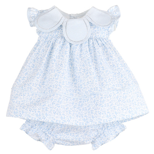 Sophie & Lucas Blue Floral Petal Dress & Bloomers
