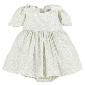 Sophie & Lucas Green Floral & Gingham Dress & Bloomers