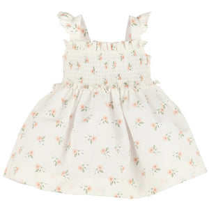 Sophie & Lucas Peach Watercolor Floral Smocked Dress