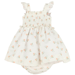 Sophie & Lucas Peach Watercolor Flora Smocked Dress & Bloomers