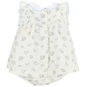 Sophie & Lucas Blue Roses Dress & Bloomers