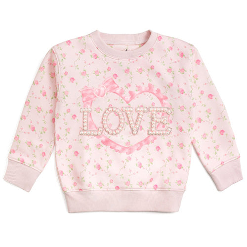 Sweet Wink Pink Roses Love Patch Sweatshirt