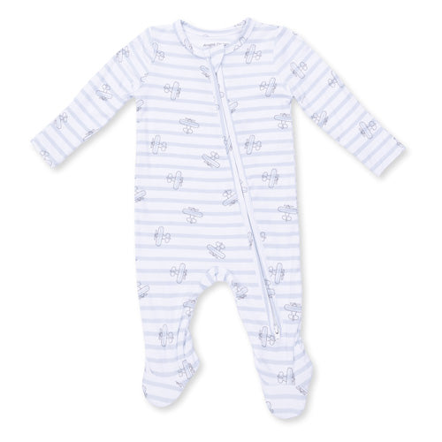 Angel Dear - Airplane Blue Stripe Zipper Footie