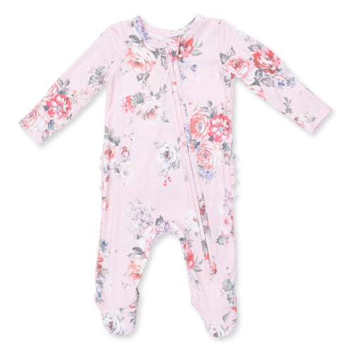Angel Dear - Painterly Rose Bouquets Ruffle Footie