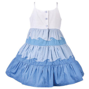 Cotton Kids Blue Tiered Beach Dress